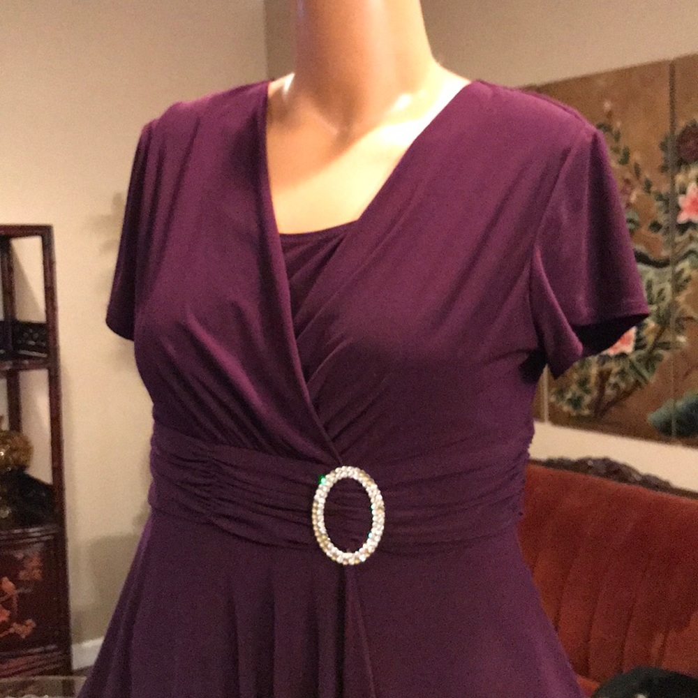 Purple plum knit dress size 16 XL rhinestone